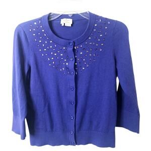 Kate Spade New York Purple Embellished Cashmere Blend Cardigan Sweater Size S/M